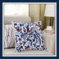 Ethnic floral embroidered throw pillow cover, textured 3D towel embroidery sofa cushion. - 45*45 (No Core) / Phoenix Deep Blue