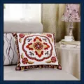 Embroidered ethnic floral cushion cover, square decorative pillow case for living room. - 45*45 (No Core) / Four-Frame Coffee