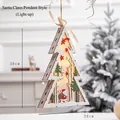 Lighted wooden Christmas tree pendant with Santa Claus carving 30x20cm - Wooden Tree Hanging Ornament (Santa Style)
