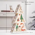 Lighted 3-tier wooden Christmas tree deer sleigh ornament 30x20cm for holiday decor - Wooden Tree Tabletop Ornament (Sleigh Style)