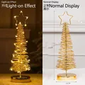 Golden spiral iron Christmas tree with LED lights and star topper for table decor - Medium / Gold
