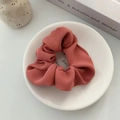 Elegant coral pink organza scrunchie with vertical texture in a ceramic dish - Bean Paste Pink Twill