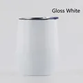 Glossy white 12oz double-wall insulated egg-shaped wine tumbler with a clear lid - 12oz / Matte White