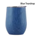 Insulated 12oz stainless steel egg cup tumbler in blue water drop pattern finish - 12oz / Blue Teardrop
