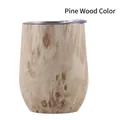 12oz double-wall stainless steel egg tumbler with a realistic pine wood grain finish - 12oz / Pine Wood Color