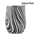 12oz stainless steel vacuum egg cup with modern black and white zebra pattern print - 12oz / Zebra Print