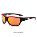 Polarisierte Sport-Sonnenbrille mit rotem Rahmen und orange verspiegelten Gläsern - Roter Rahmen Orange Linsen