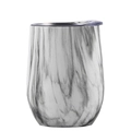 Insulated 12oz stainless steel wine tumbler with a grey and white marble pattern finish - 12oz / Grey Wood Grain