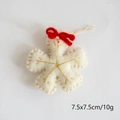 Stella in feltro di lana fatta a mano crema con cuciture dorate e fiocco rosso, 7,5x7,5cm - Fiocco di Neve Bianco