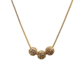 Collier doré avec trois sphères pavées de zircons sur une chaîne vénitienne - 6mm 3-Boules Or