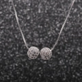 Collier argenté avec deux pendentifs sphériques pavés de zircone sur une chaîne box - 6mm 2-Boules Argent