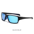 Lunettes de soleil sport polarisées avec monture noire mate et verres miroir bleus - Monture Noire Verres Bleus