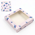 Scatola per ciglia quadrata rosa con motivo a farfalla e finestra in cartone rosa - Base Rosa Farfalla Colorata-N. 28