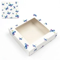 Square butterfly eyelash box with a clear window in white cardboard finish - White Base Colorful Butterfly-No. 24