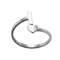 Detailed view of silver T-shaped stainless steel ring with minimalist heart charm - I (T-Shape) / Steel