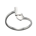 Detail view of silver stainless steel ring with brushed letter L and heart design - L / Steel