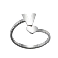 Top view of silver adjustable heart ring featuring uppercase letter V in minimalist design - Letter V / Steel