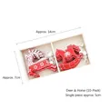 Set of 10 red and white wooden Christmas reindeer and horse ornaments in a gift box - Deer and Horse Mix (10 Pcs)