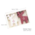 Set of 10 red and white wooden reindeer Christmas ornaments in a storage tray - Reindeer (10 Pcs)