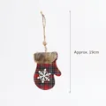 Christmas glove pendant with red plaid pattern and white snowflake detail, 19cm height - Wooden Ornament—Glove