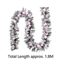 Pink 1.8m Christmas garland with snow-flocked pine needles and decorative silk bows - 1.8m Macaron Pink Christmas Garland
