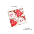 Lot de 12 cloches de Noël en bois rouge et blanc dans leur boîte de présentation - Cloche à Carreaux (12 Pièces)