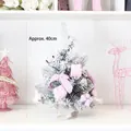 Mini 40cm pink Christmas tree with white flocking, pink bows and gift ornaments - 40cm Pink Christmas Tree
