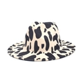 Cappello fedora in lana con stampa mucca e tesa larga per uomo e donna dallo stile unico - M(56-58cm) / Bianco Sporco