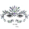 Detail of YT-102 colorful resin face jewels with teardrop rhinestones for makeup - YT-102