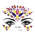 Macro view of colorful acrylic gemstone face stickers in various shapes for masquerade - YT-108