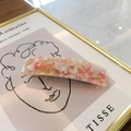 Fermaglio per capelli da 8,5 cm in acetato marmorizzato rosa e crema da donna - Floreale Giallo