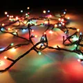 Multicolor LED Christmas string lights with dark copper wire for holiday festive decor - Rainbow