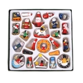 24-piece set of hand-painted wooden Christmas tree ornaments in decorative box - 24-Piece Set