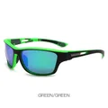 Polarisierte Sport-Radbrille mit stylischem schwarz-grünem Rahmen und grünen Gläsern - Grüner Rahmen / Grüne Gläser