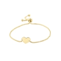 Detail of adjustable gold box chain bracelet with a polished heart charm for women - Gold (MP259)