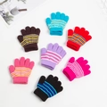 Guantes de punto de invierno para niños en siete colores con rayas de colores vivos - M / Colores mezclados 1