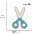 Spilla creativa a forbice in smalto blu e bianco con dimensioni 2,2 cm per 1,6 cm - Design di Forbici
