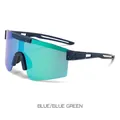 Blaue polarisierte Sportsonnenbrille mit Goldspritzer-Rahmen und blau-grünem Verlauf - Blauer Rahmen Blaugrüne Gläser