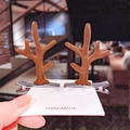 Brown reindeer antler hair clips on handmade card for Christmas costume decoration - 43# Basic Brown Antler Pair