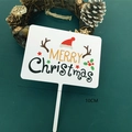 10CM Merry Christmas acrylic cake topper with reindeer antlers and festive hat - White Base Style A