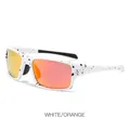 Lunettes de soleil sport polarisées avec monture mouchetée blanche et verres orange - Monture Blanche Lentille Orange