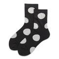 Chaussettes mi-mollet rétro en coton pour femmes en noir à grands pois blancs - Taille unique / Noir