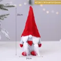 Red knitted Christmas gnome doll female version with heart detail, 30cm height size info - WZ20022-30 Small Female Gnome (30cm)