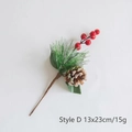 Style D Christmas branch with red berries, pine cones and needles, 13x23cm 15g ornament - Style D