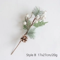 Christmas berry pine cone pick Style B with white berries and green needles 17x27cm - Style B