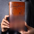 Brown leather journal with engraved inspirational quote from dad to daughter - A6 / Heart Butterfly DAD
