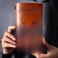 Brown leather journal with embossed heart butterfly patterns and inspirational message - A6 / Heart Butterfly MOM