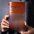 Brown leather travel journal with engraved motivational poem for granddaughter - A6 / To My Granddaughter Style