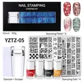 Profi-Nagelstempel-Set mit 8 Stahlplatten, Stempel, Schaber und 4 Farben Nagellack - YZTZ-05 Set (8 Platten + Werkzeuge + 4-Farben-Stempelgel)
