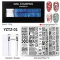 Nagel-Stempelset mit 8 Metallplatten, Silikonstempel und Schaber für Maniküre - YZTZ-01 Set (8 Platten + Stempel + Schaber)